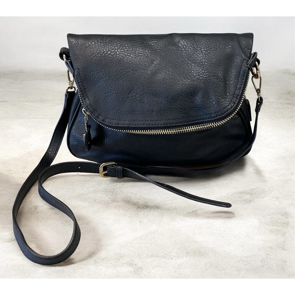 Moda Luxe Women’s Black Faux Leather Crossbody Bag Shoulder Bag Purse
